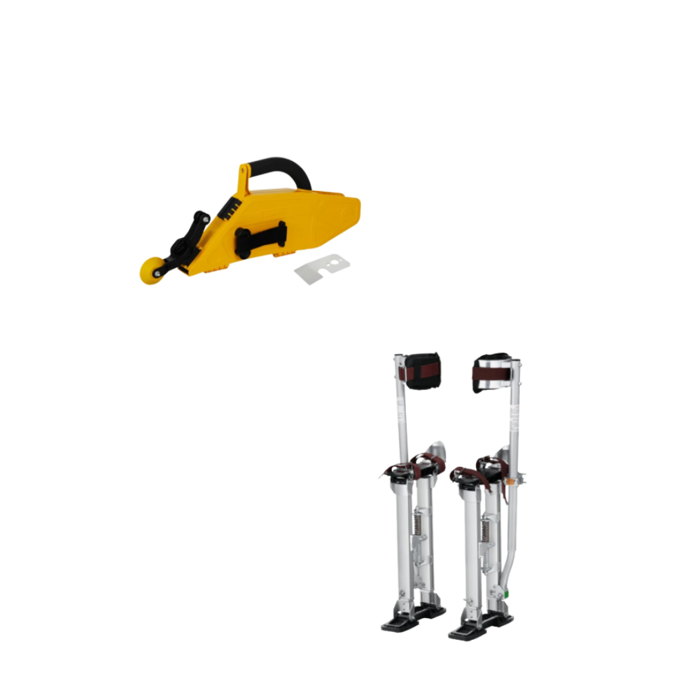 Pack Plaquiste/enduiseur – Échasses + Banjo (collage de bandes) – Location Nancy (54)